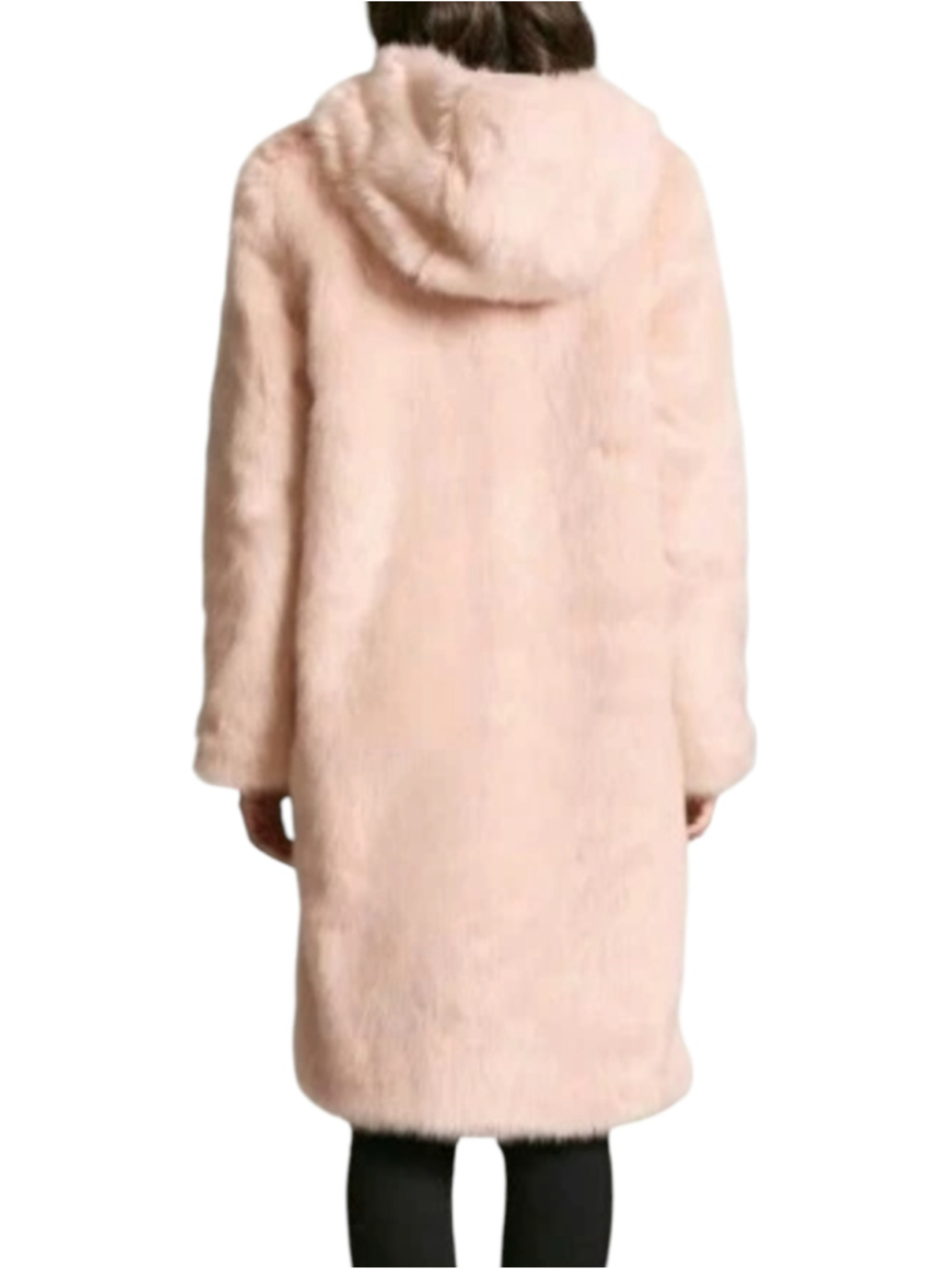 Forever 21 Faux Fur Hooded Coat Blush Pink Large - Picture 2 of 15